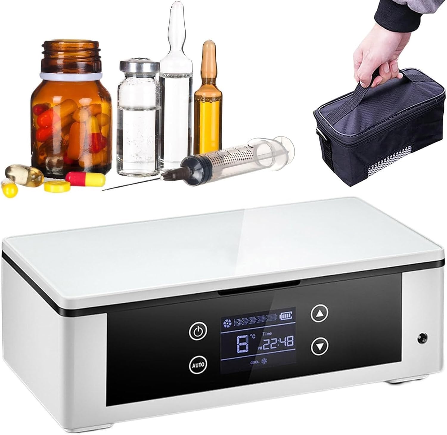Insulin Cooler Box, Insulin Cooler Refrigerated Box, Insulin Cool Box for Car, Travel, Home Portable Small Insulin Cool Case (Color : Nobattery)