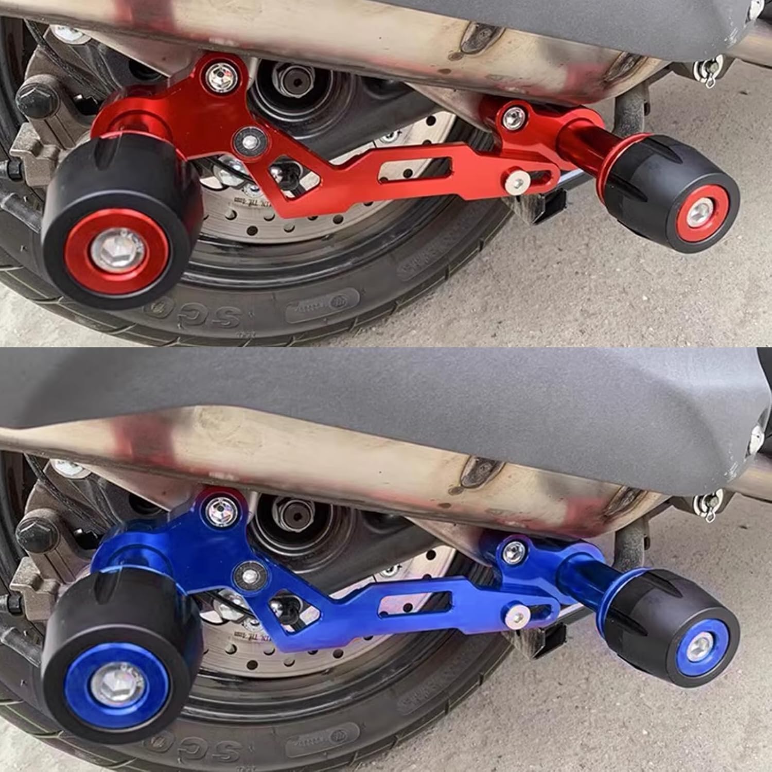 Motorcycle CNC Aluminum Rear Wheel Axle Fork Frame Sliders Crash Protector Guards For XMAX 125 250 300 400 NVX155 NMAX155 ADV150 ADV160 (Gold)