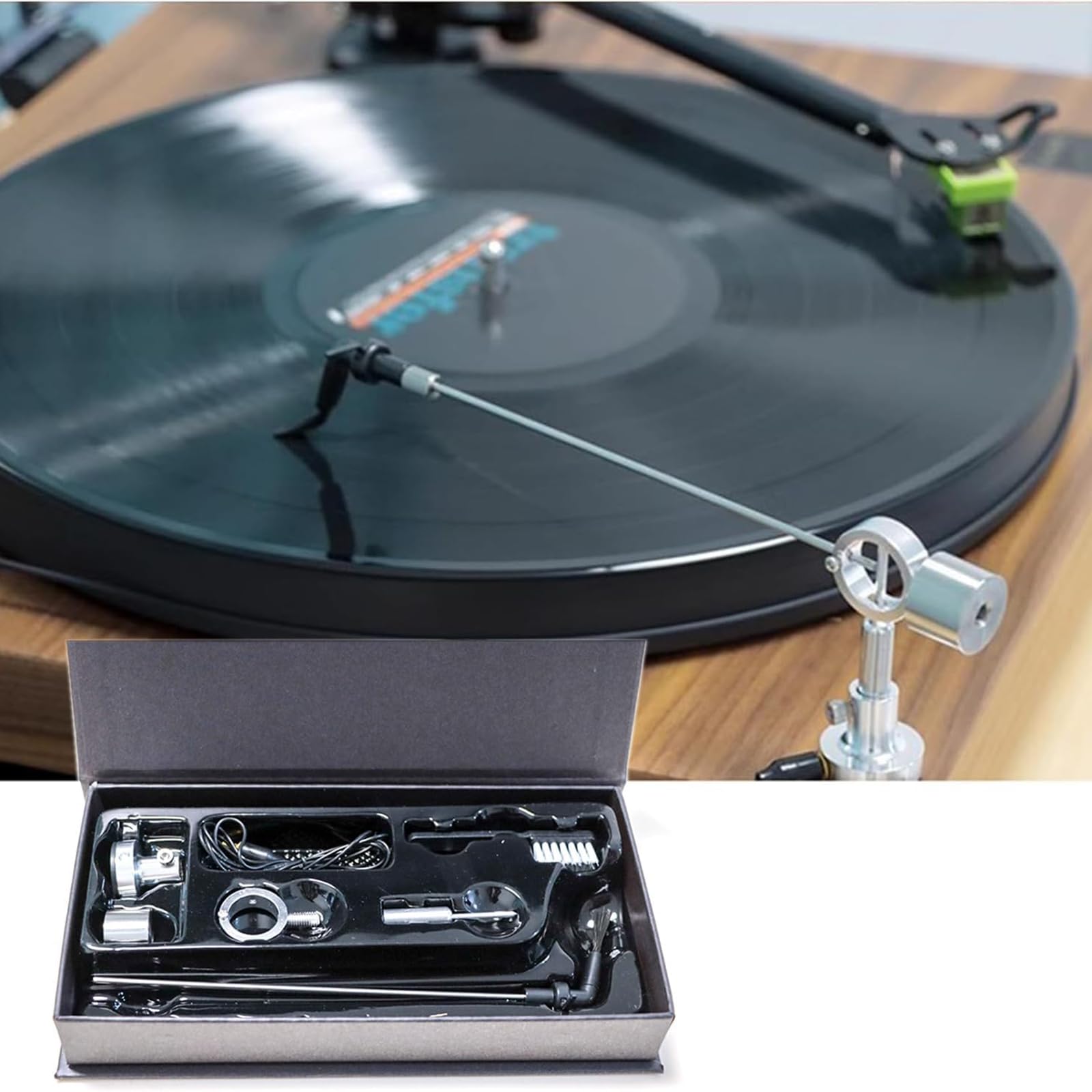 Spazzola Antistatica per Dischi, Spazzole per Pulizia Dischi in Vinile Hi-Fi, Braccio per Pulizia Lettori in Vinile, Altezza Regolabile 4,5-6 cm, Pulisci Il Disco Durante la Riproduzione