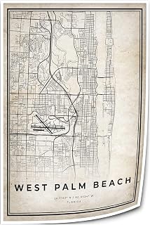 Zhumendi West Palm Beach Map Poster West Palm Beach Street City Map Wall Art Florida United States Map Posters Art Prints (0812,Unframed)