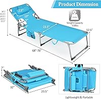 Vista 3 de Byroce - Tumbona plegable, sillón reclinable para patio y césped con respaldo ajustable de 5 posiciones, orificios para los brazos faciales