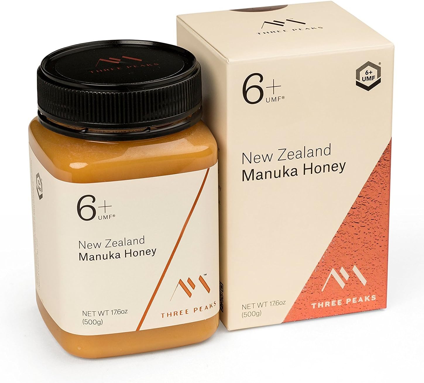 Three Peaks Manuka Honey New Zealand - Certified UMF 6+ - 17.6 oz (500gm) - 100% Natural honey, Raw honey - Ultra Premium, Healing Manuka honey