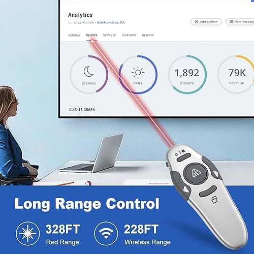 Vista 40 de QUI Presentation Clicker - Clicker remoto inalámbrico para presentación de PowerPoint, PowerPoint Slide Advancer para Mac/Windows/Linux, Google