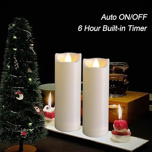Miniatura 5 de Velas LED de 2 x 6 pulgadas, de plástico, sin llama, parpadeantes, con temporizador, impermeables, para exteriores, bodas, fiestas, Halloween,
