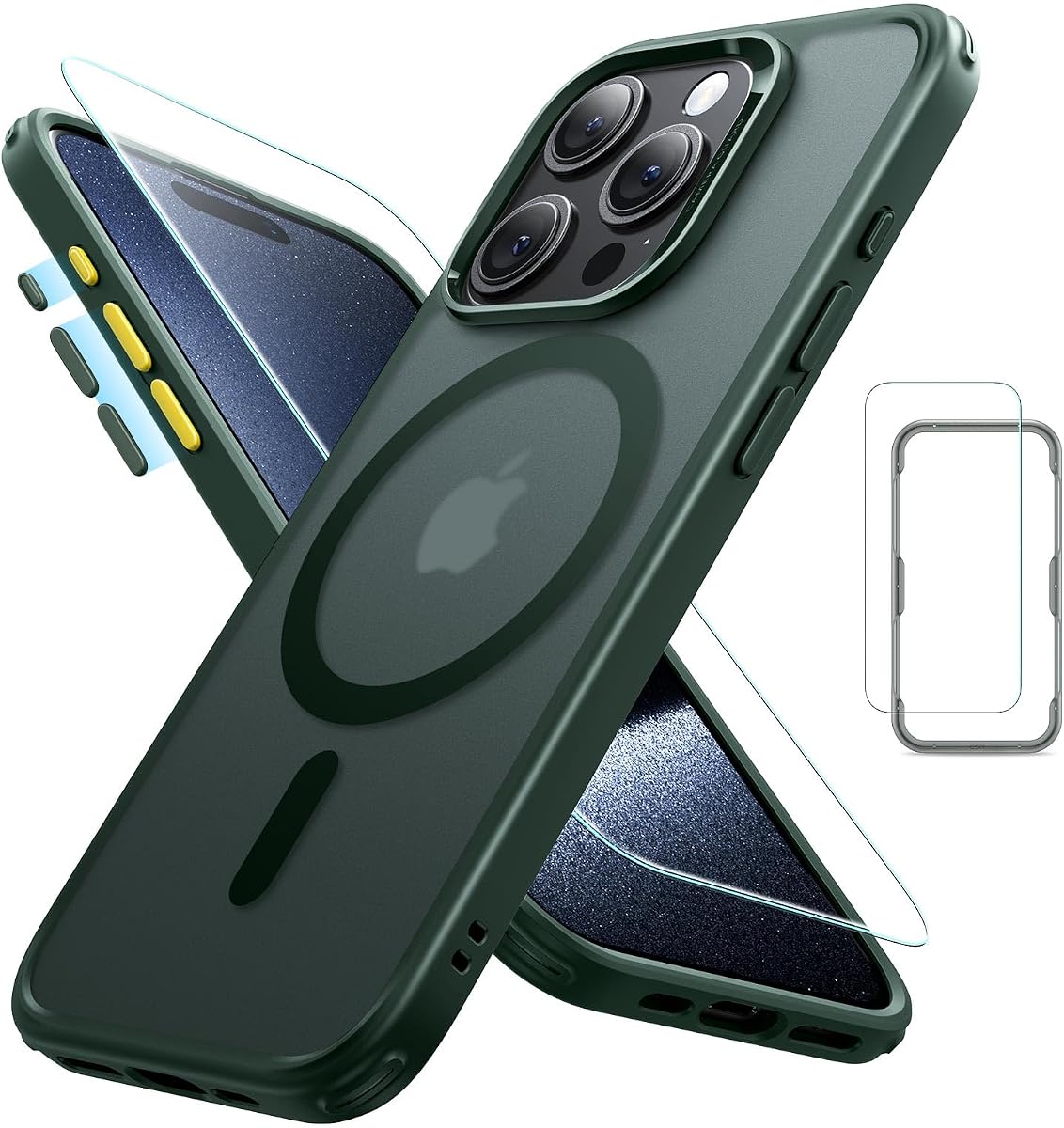 ESR for iPhone 15 Pro Max Case,Compatible with MagSafe,Translucent Matte Case,Military-Grade Protection,Classic Series,Frosted Dark Green