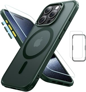 ESR für iPhone 15 Pro Max Hülle 4-in-1-Set, für MagSafe, Mattiertes Grün