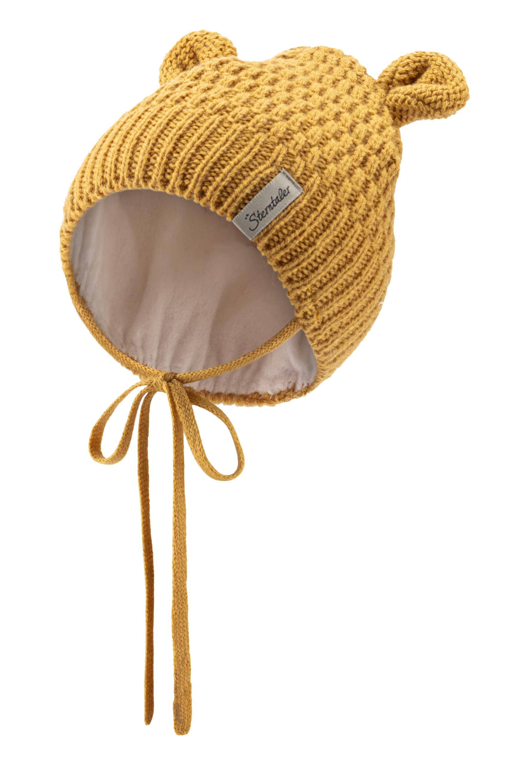 Sterntaler Strickmütze aus weichem Melange Garn - Unisex Bommelmütze im Rippenstrick mit Umschlag