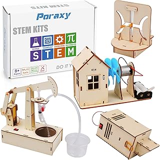 4 Set STEM Kits, STEM Projects for Kids Ages 8-12, Science Experiment Building Kit, Wooden 3D Puzzles, Educational Building Toys, Gifts for 8,9,10,11,12 Year Old Boys and Girls