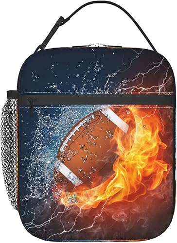 Miniatura 11 de Bolsa de almuerzo con balón de fútbol en fuego, lonchera aislada, reutilizable, impermeable, portátil, para hombres y mujeres Balón de fútbol