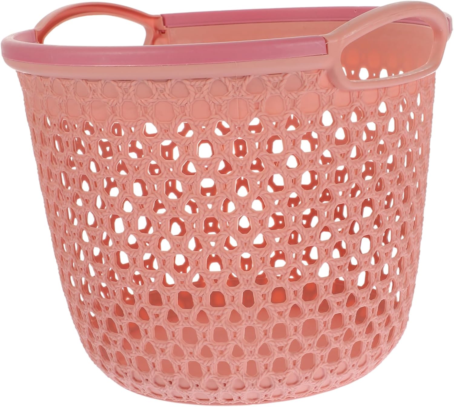 VALICLUD Hollow Laundry Basket with Handle Medium Pink Multi Function Clothes Storage Hamper Lightweight Portable Dirty Clothes Organizer with Elegant Ventilated Design for Bedroom Bathroom