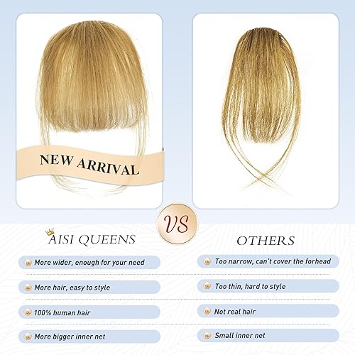 Miniatura 2 de Flequillo con clip extensiones hechas 100% de cabello humano de color marrón rojizo con flequillo con una bonita red, flequillo plano natural y