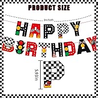 Vista 2 de Cartel de decoración de cumpleaños de auto de carreras, decoraciones de cumpleaños de autos para niños, decoraciones de fiesta de cumpleaños