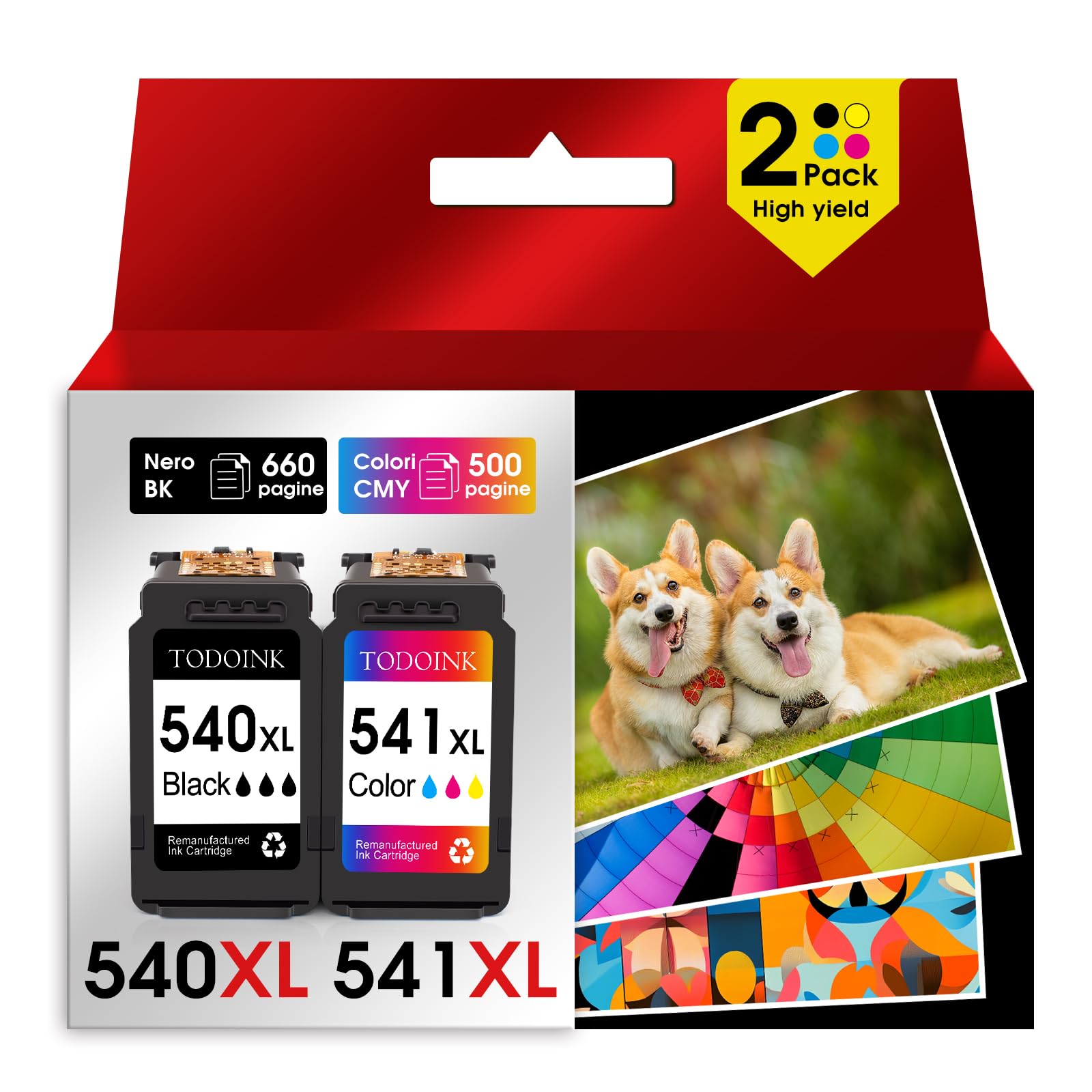 TODOINK PG540XL CL541XL Nero e Colore Cartucce d'inchiostro PG-540XL CL-541XL cartucce per canon 540 541 xl per TS5150 TS5151 TS5100 MG3650 MG3650S MG3600 MG4250 MX475 MX395 MX535 (2 Pack)