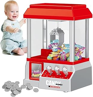 Tytlyworth Mini Claw Machine, Arcade Mini Toy Grabber Machine for Children, Electronic Price Dispenser Toy with Arcade Music and 24 Play Coins, Party Game for Children