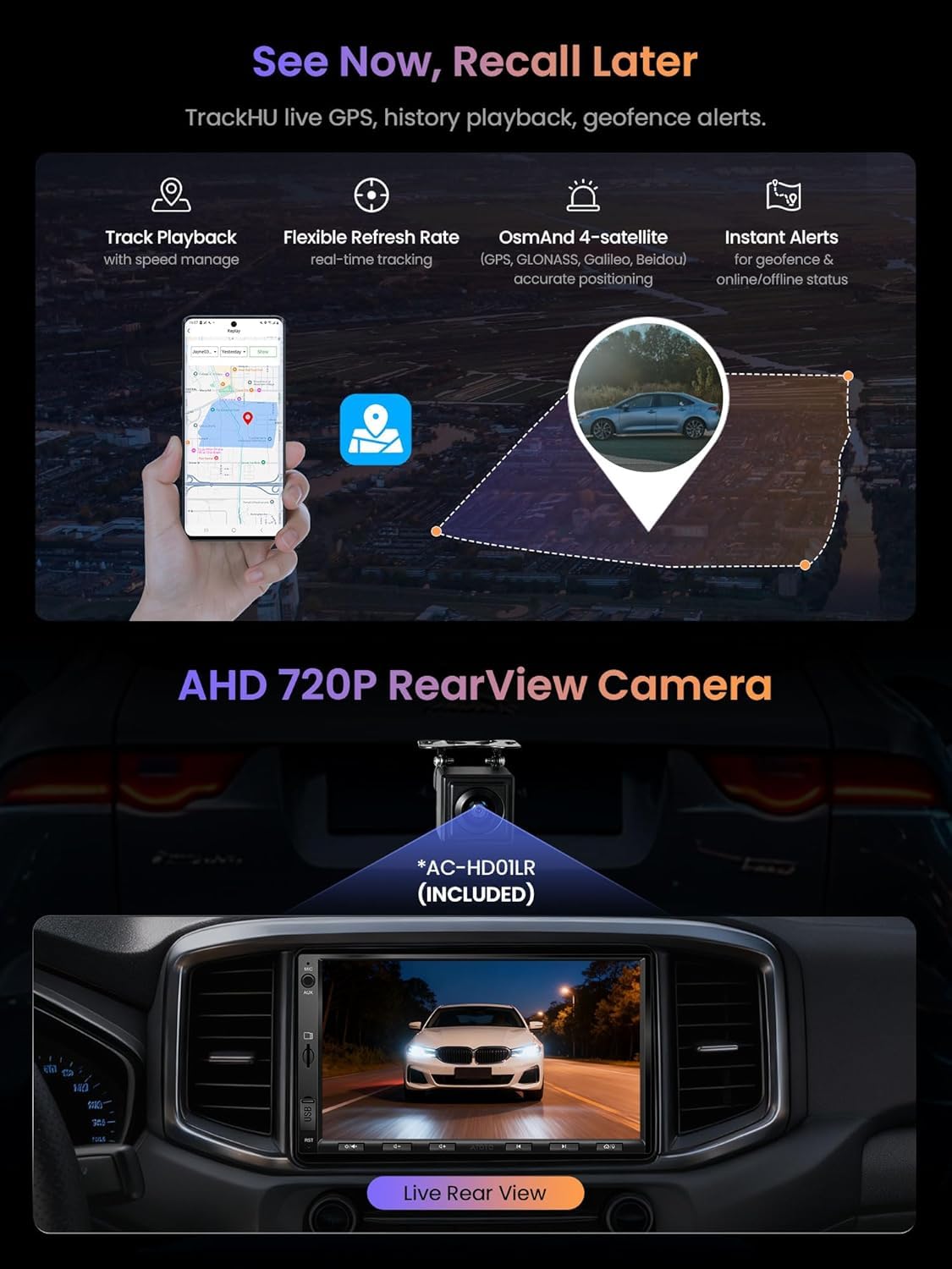 ATOTO A5 Autoradio 2 Din Android, 7" Touchscreen Sistemi multimediali, Wireless CarPlay e Android Auto, Tethering de WiFi/Bluetooth/USB, Telecamera di backup, MirrorLink, 24B-EQ DSP, 2G+32G, FM/RDS