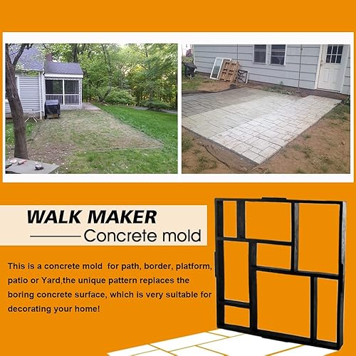 Vista 9 de Avalution Molde de hormigón reutilizable de 17 x 17 x 1.6 pulgadas, moldes para escalones de patio, césped, jardín, bricolaje (irregular)