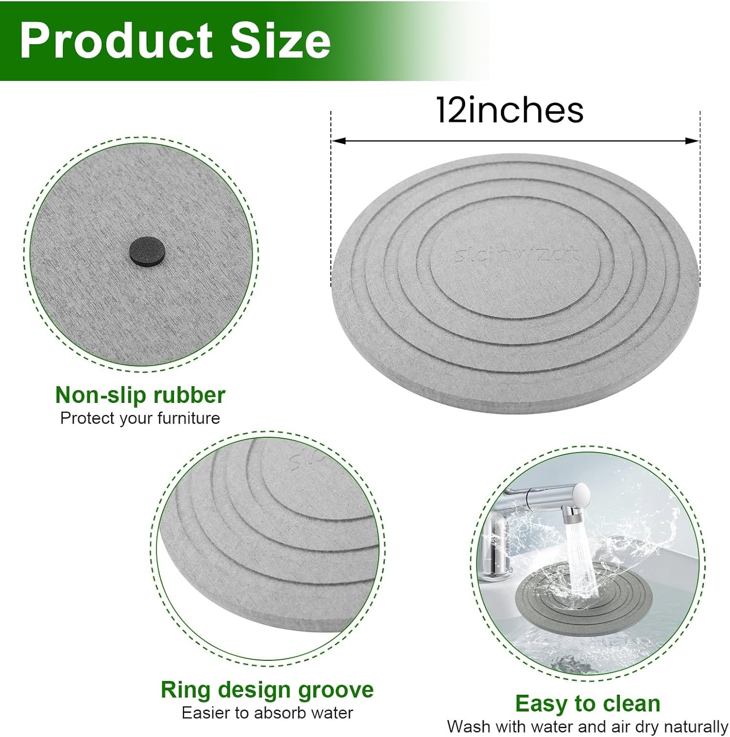 2 Pack of 12 Inch Plant Saucers for Indoors, Diatomaceous Earth Plant Trays for Indoors No Holes, Plant Trays for Pots, Stone Quick Drying Tray Plant Plates to Catch Water Indoor Plants and Absorbent - Image 4