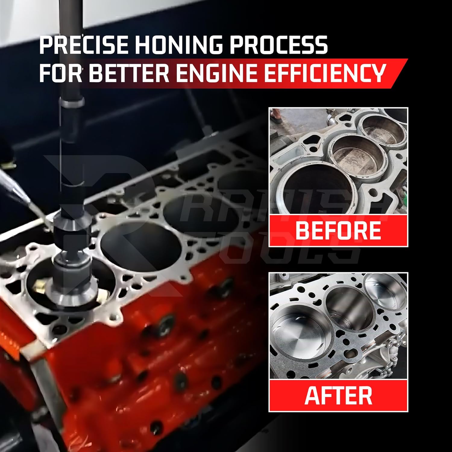 Engine Cylinder Hone Kit 50mm to 75mm Adjustable Handheld Honing Machine Tool Kit with 16 Stones Sizes 4" x3/8" x3/8" - Works for Mid-Size to Larger Car Engines