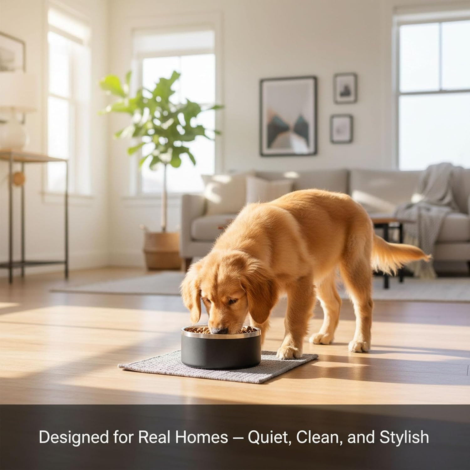 Dog Bowls, Stainless Steel Dog Food and Water Bowl for Small to Large Breed, Anti-Slip, Dishwasher Safer, Rust-Resistant, Easy to Clean, Weighted Durable Metal Bowl (Black, 64 oz)