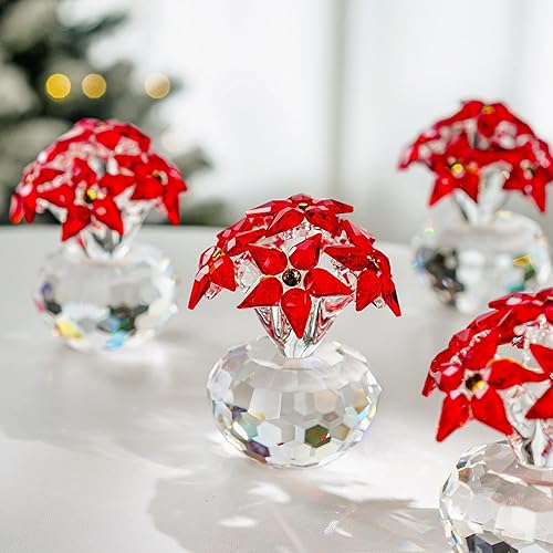 Vista 47 de H&D HYALINE & DORA Figura coleccionable de trébol de cuatro hojas de cristal, regalos de flores de la suerte para mamá, novia, mujer, adorno de Verde