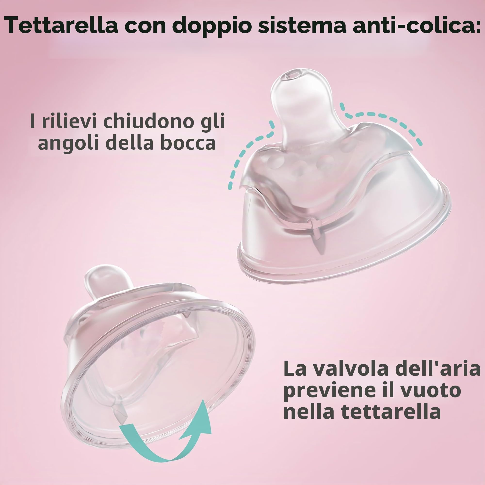 Biberon doppio anticolica Herobility – 12 fl oz/340ml – Confezione da 4 – Biberon multicolore – Bianco, Grigio, Blu Ferro, Blu
