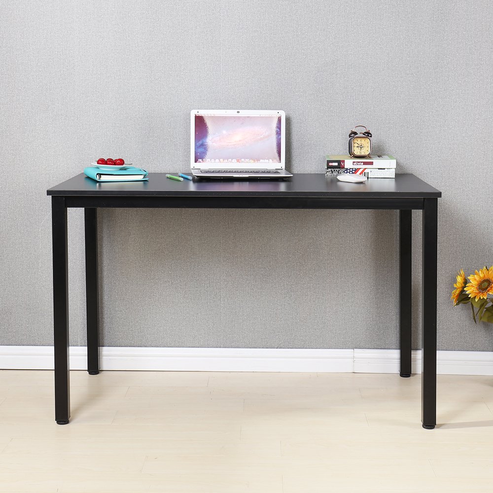 sogesfurniture Scrivanie 120x60cm Tavolo per Computer Ufficio Postazioni di Lavoro Scrivania PC Tavolo da Pranzo Moderno in Acciaio Legno, Nero AC3B-120-SF