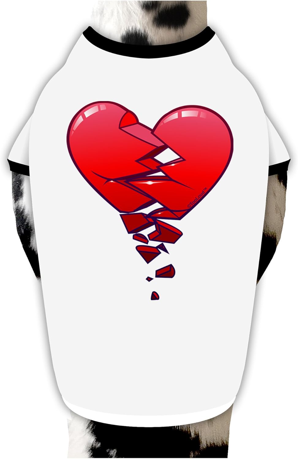 TOOLOUD Crumbling Broken Heart Cotton Dog Shirt White with Black XL