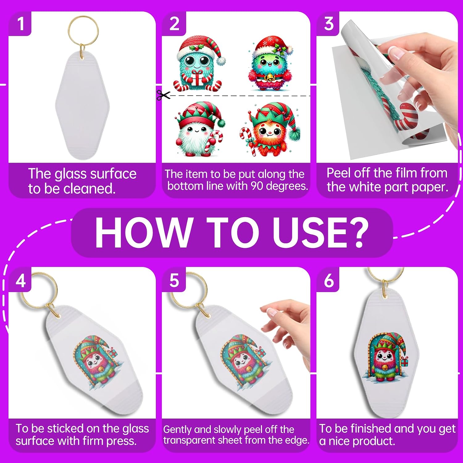 24PCS Boho UV DTF Wraps for Motel Keychain image 3