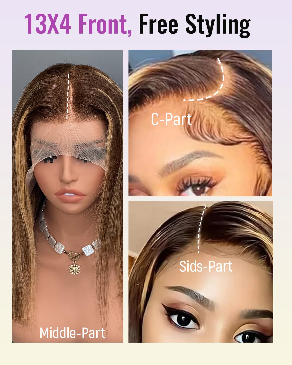 Sherico Highlight Ombre Bob Wig Human Hair-Glueless P4/27 Balayage Brown Short Lace Front Pre Plucked 180% Density Wear and Go 13X4 Lace Wig with Baby Hair Ombre Ash Brown Wigs Tiny Knots 10Inch