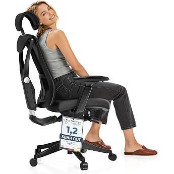 كرسي مكتب مريح قابل للتعديل من Desktronic مع دعم أسفل الظهر - مناسب للظهر - كرسي كمبيوتر قابل للتعديل في الارتفاع ومناسب للظهر - تنجيد عريض SitPro أسود