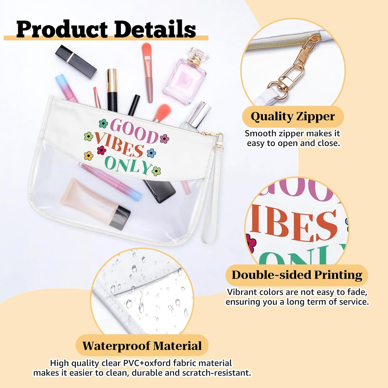 Inspiration Quotes Gifts Clear Makeup Bag Motivation Gifts for Her Daughter Sister Mother Aunt Cosmetic Bag Mothers Day Christmas Birthday Graduation Present for Women Zipper Travel Pouch - Image 3