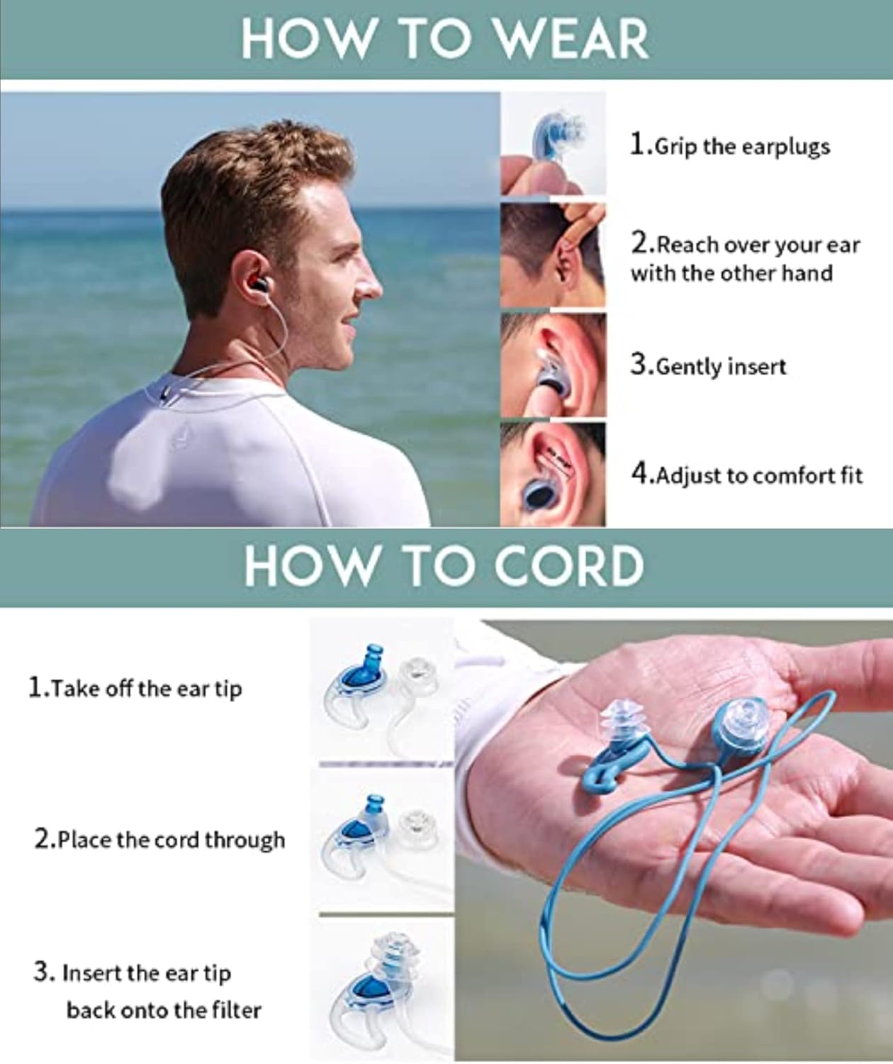 [ EAR SUITS 3rd ] Waterproof Ear Plugs for Surfing Swimming Diving Blocks Out Water Lets Sound in , Perfect for Surfer, Swimmer, Diver Swim Surf Ears Protection Soft Silicone Earplug : Sports & Outdoors