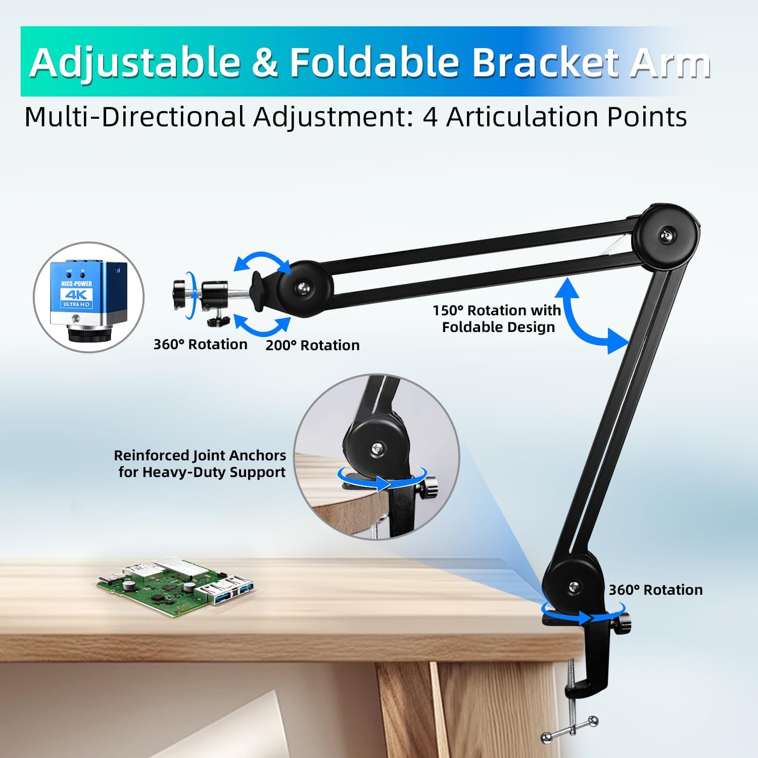 NICE-POWER Digital Microscope 60MP 4K HDMI USB Industrial Video Microscope, 150X Zoom C-Mount Lens, Soldering Microscope for Electronics Repair PCB Inspection Coin Jewelry Observation
