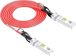 10Gtek [Red Colored 10G SFP+ DAC Cable - Twinax SFP Cable for Cisco SFP-H10GB-CU2M, Ubiquiti UniFi, D-Link, Supermicro, Netgear, Mikrotik, Fortinet, 2-Meter(6.5ft)