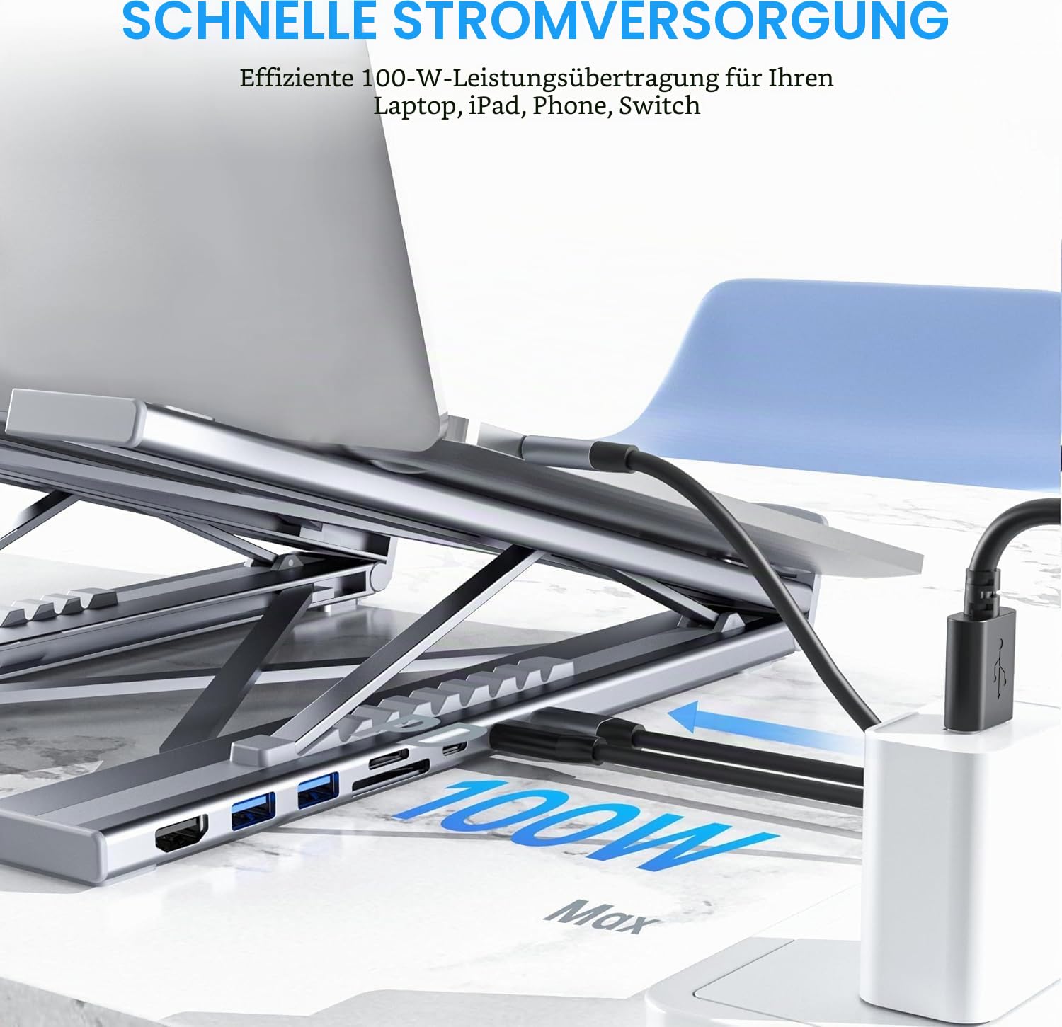 M57 Docking Station USB C Laptop Ständer, 8 in 1 USB C Hub Laptopständer mit 4K@30Hz HDMI, SD/TF, Laptop Stand DockingStation USBC Dock Multiport Adapter Halterung für MacBook Pro Air, Notebook