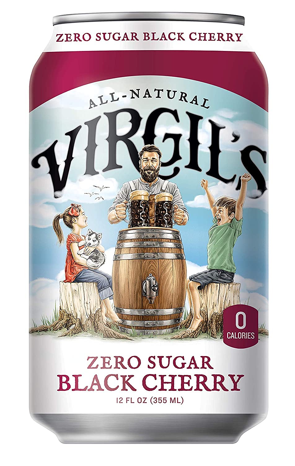 Virgil’s, Zero Sugar Black Cherry, Great Tasting Zero Calorie Keto Friendly Soda (24- 12oz cans)