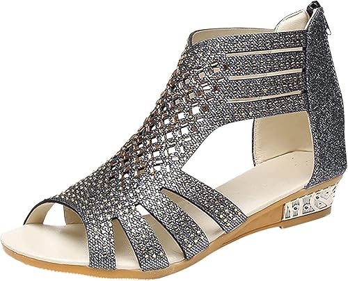 Haokanba Sandalias de plataforma alta de cuña para mujer, gruesas para caminar, cómodas, de verano, tacones altos, alpargatas con hebilla y correa