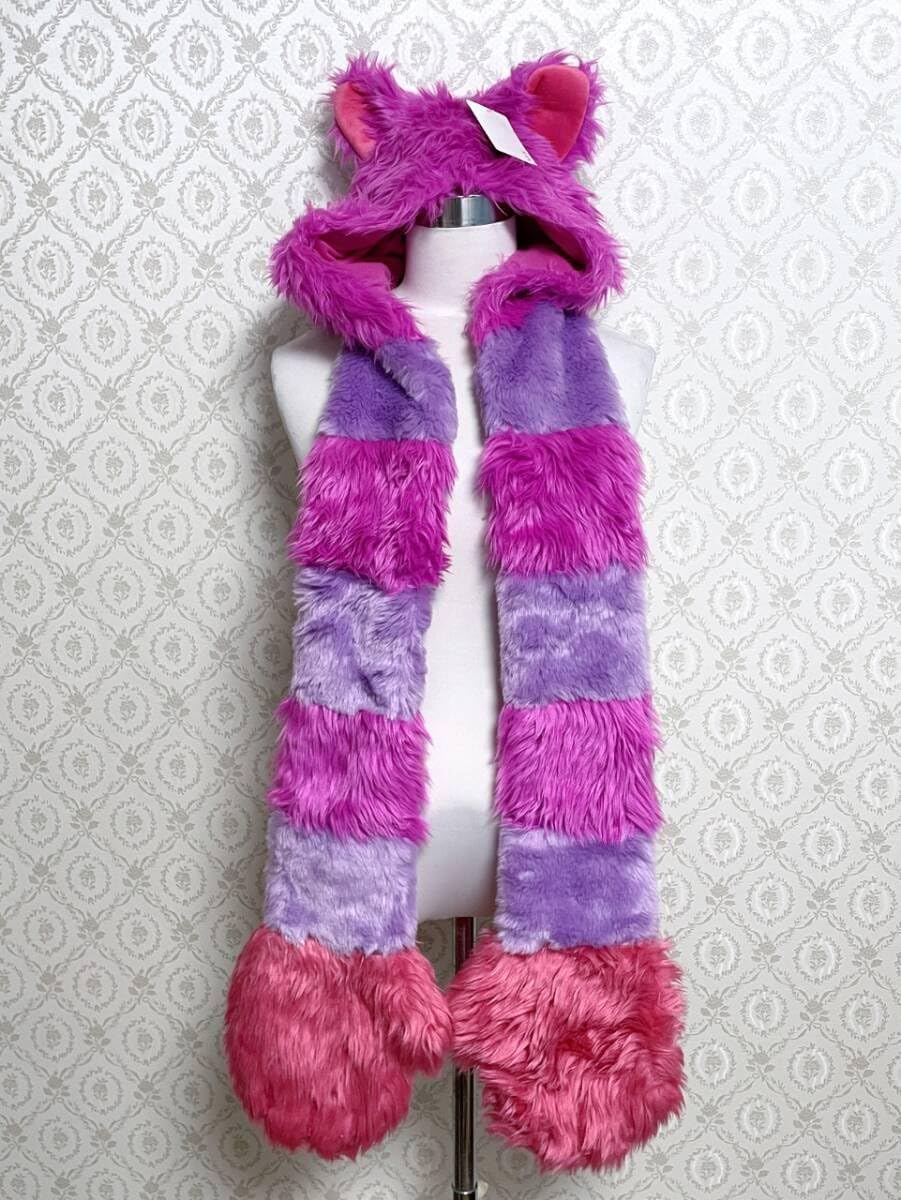 TDL TDS リゾート 限定ランド チェシャ猫 フードマフラー もこもこ