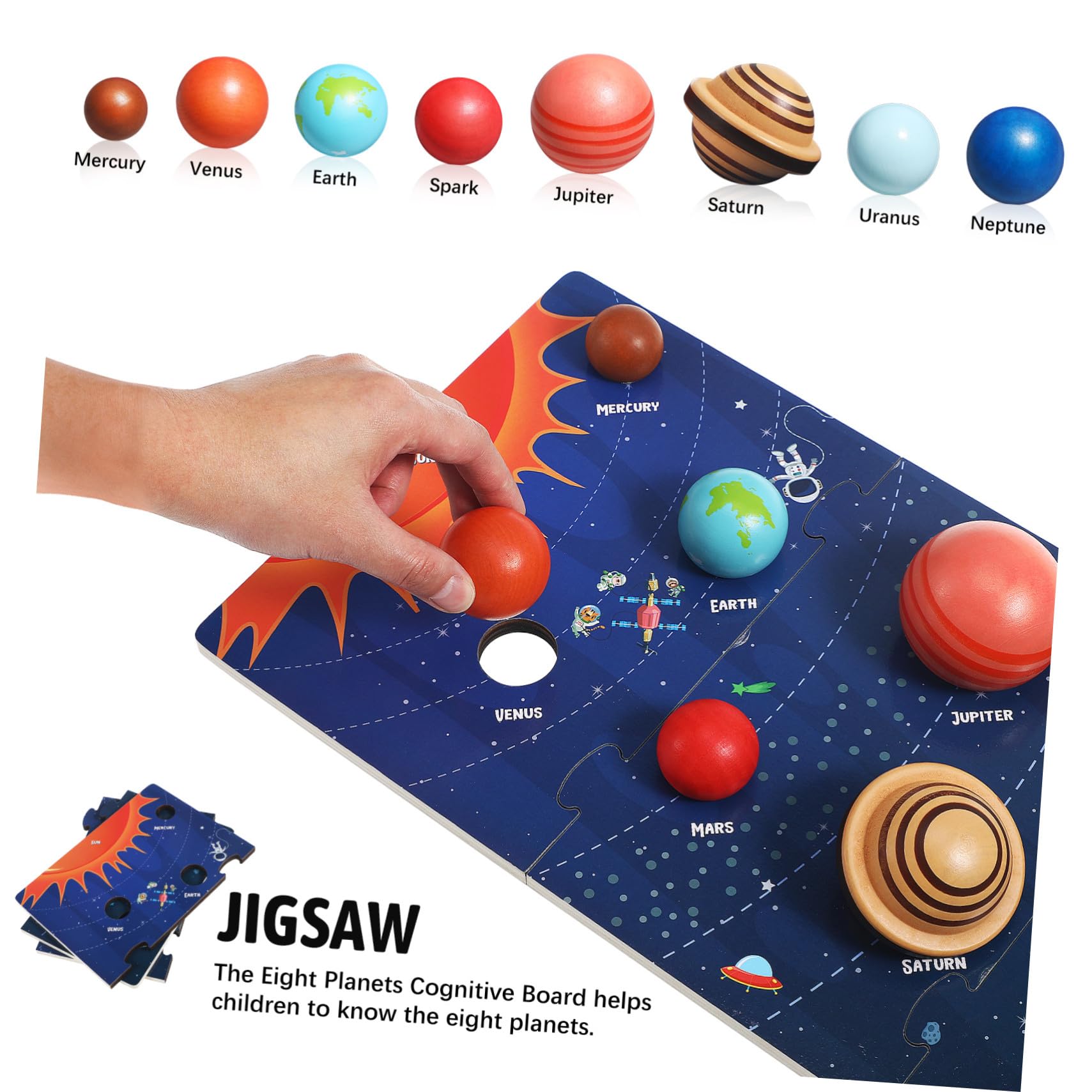 SUPVOX Puzzle Solare in Legno Dei Pianeti Per Bambini, Giocattolo Educativo Spaziale Resistente, Versione Multifunzionale Dei Pianeti Per Bambini Dai 3 Anni