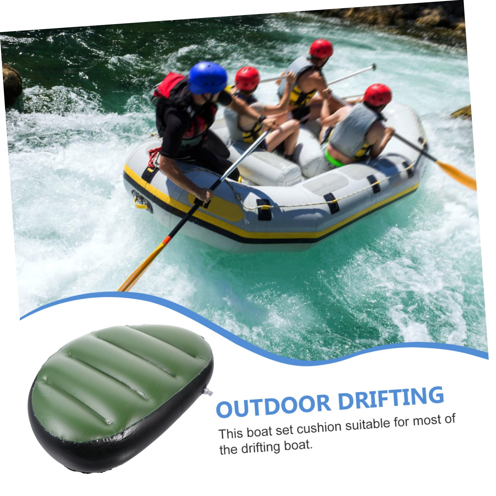 Coussin De Rafting Gonflable Toddmomy – PVC Vert, 45x35x10 Cm, Ergonomique, Pour Kayak, Canoë Et Bateau Pneumatique