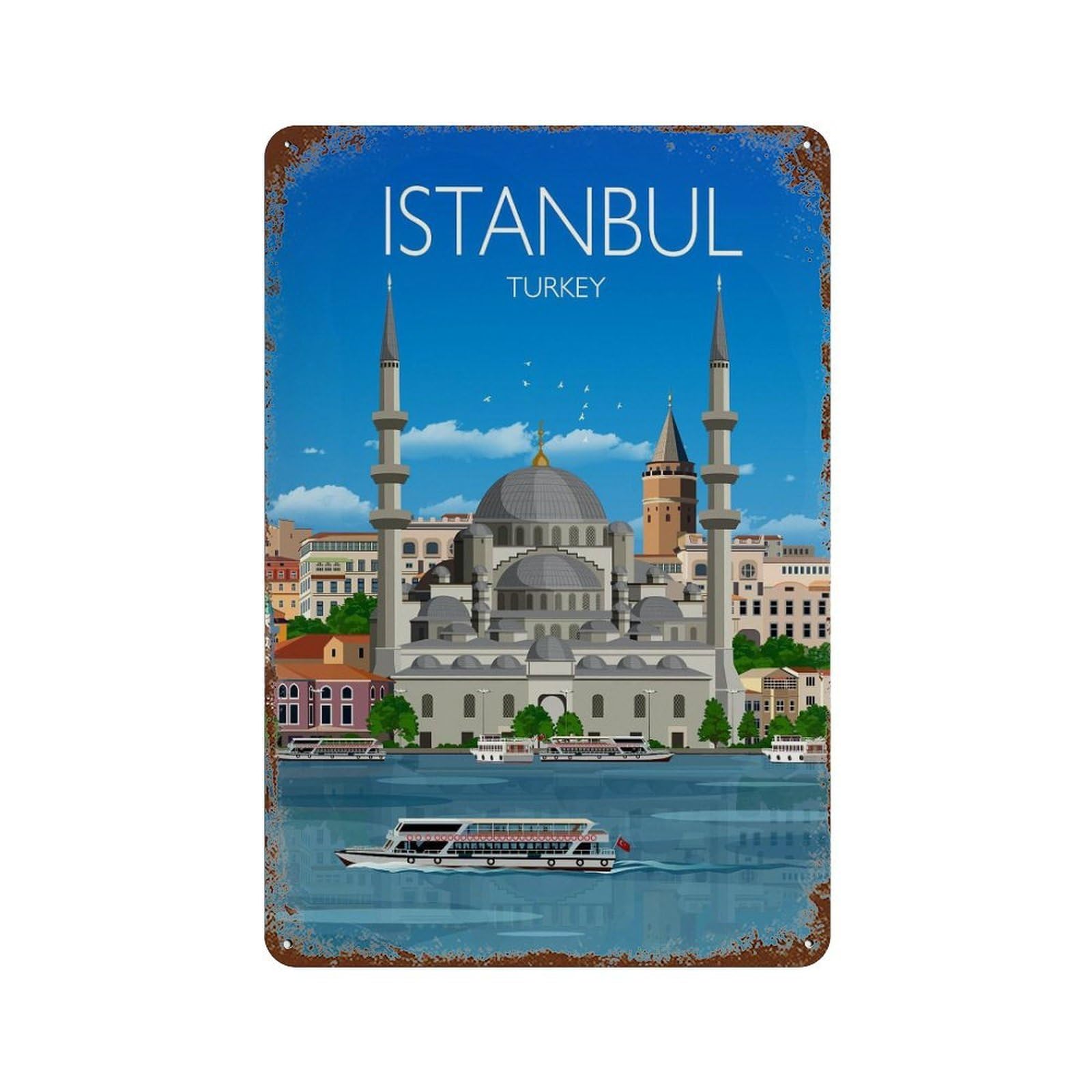 xiaoxiaoshen Travel of Istanbul Turkey Wall Decor Art Metal Tin Poster Modern Home Decor Art Home Bar Shop Decorations Vintage Sign 30x20cm