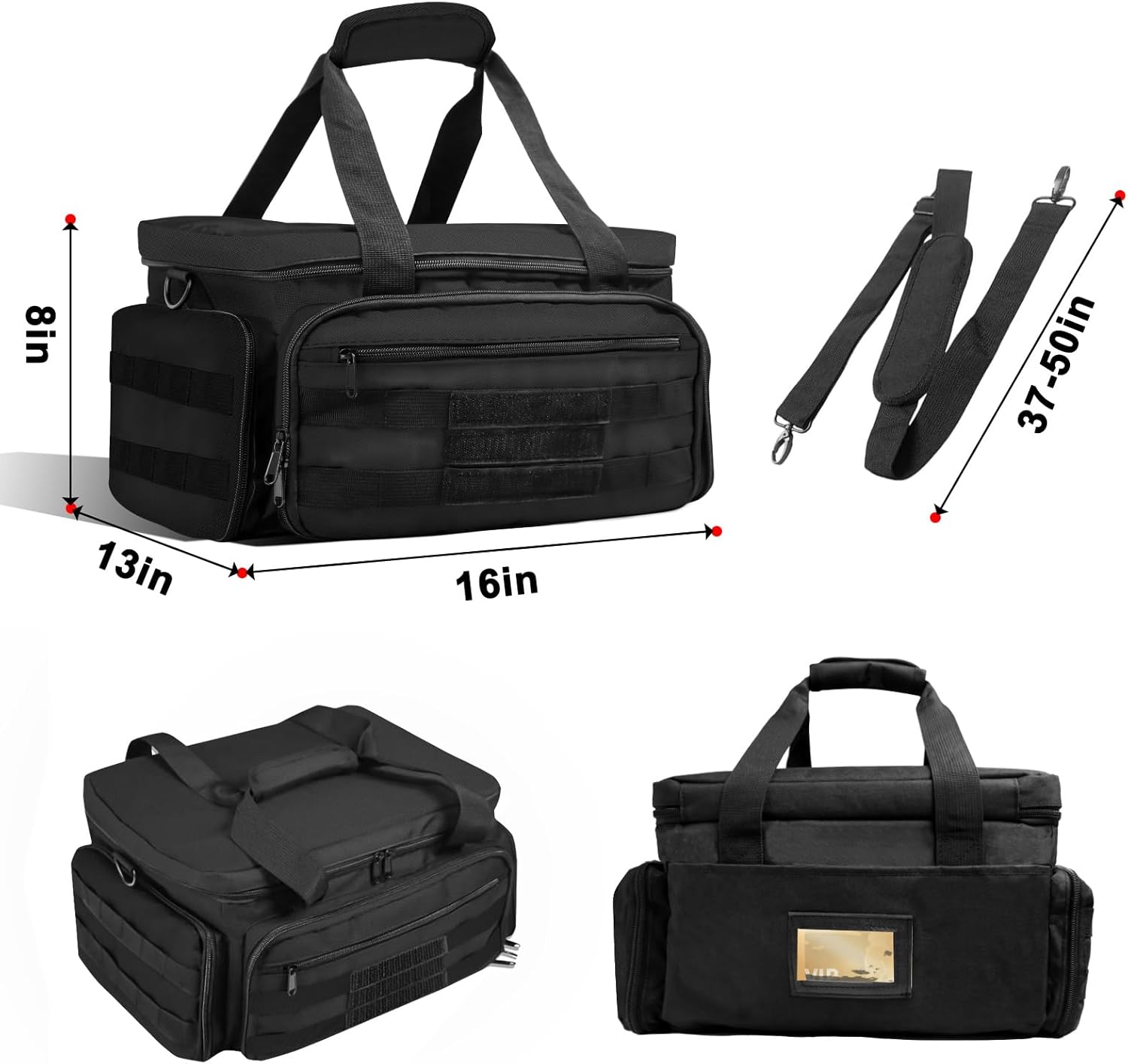 ZKOO Tactical Pistol Range Bag, Pistol Shooting Range Bag for 4 Handguns with 3 Velcro Dividers 6 Magazine Slots and Extra Pockets Ammo Suitable for Shooting Training Grounds, Shooting Ranges(Black) - Image 3