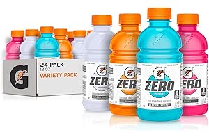 Gatorade Zero Sugar Thirst Quencher, Glacier Cherry Variety Pack, 12 Fl Oz (Pack of 24)