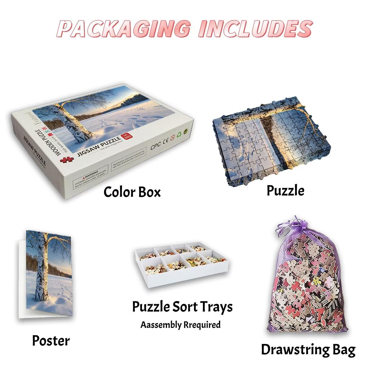 Puzzle 5000 sztuk Zimowe Puzzle Drzewo Puzzle 5000 Dorosłych Puzzle Dla Dorosłych Z Pudełkiem Prezentowym, Drewniane Puzzle Wyzwanie Dla Całej Rodziny, Oryginalne Prezenty Dla Kobiet -2688