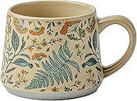Qixcózti Summer Whisper 13oz Ceramic Coffee Mug - Handcrafted Floral Design Vintage Pottery, Cute Gift for Women