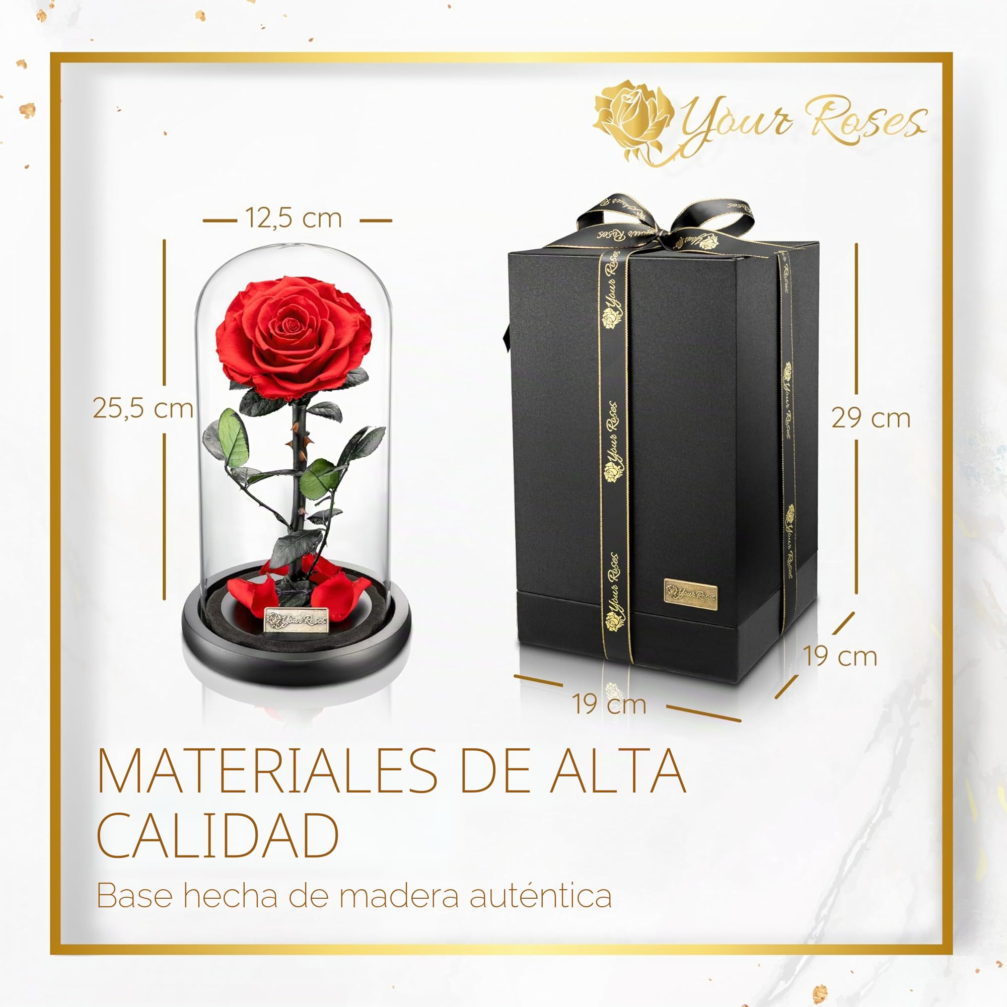 YourRoses® Rosa auténtica premium en cristal con una hermosa caja de regalo | Larga durabilidad y elegante regalo como prueba de amor | Un regalo del corazón