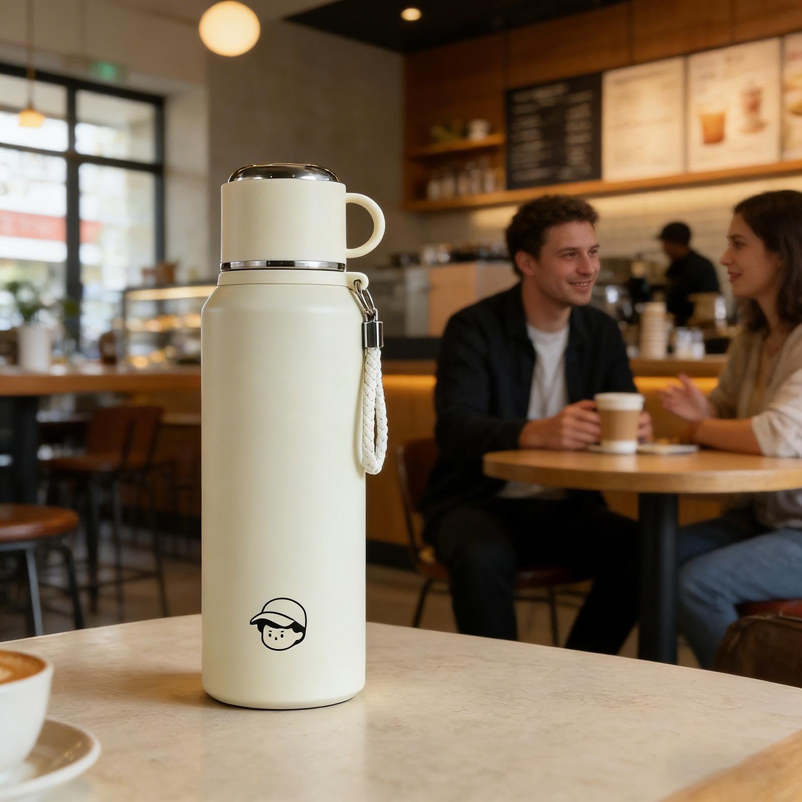 Termo para Bebidas Calientes 1 L Hermético con Doble Pared y Pajita