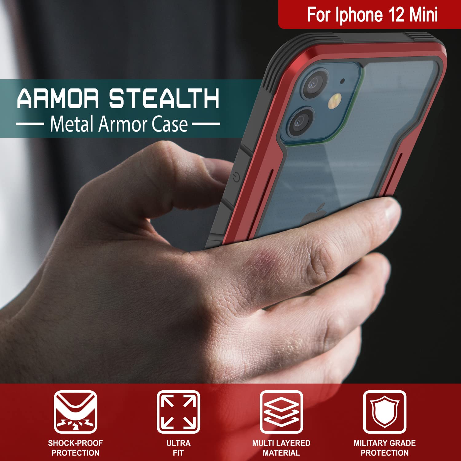 Punkcase Progettato per iPhone 12 [Serie Armor Stealth] Cover ultra