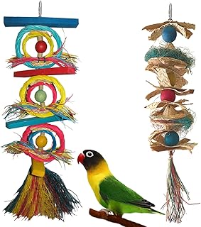 Fetch-It Pets 2 Pack Bird/Parrot Chewriffic & Hat Hat Hooray Foraging Toys Suitable for Small Parakeets, Cockatiel, Conures, Finches, Budgie, Macaws, Parrots, Love Birds