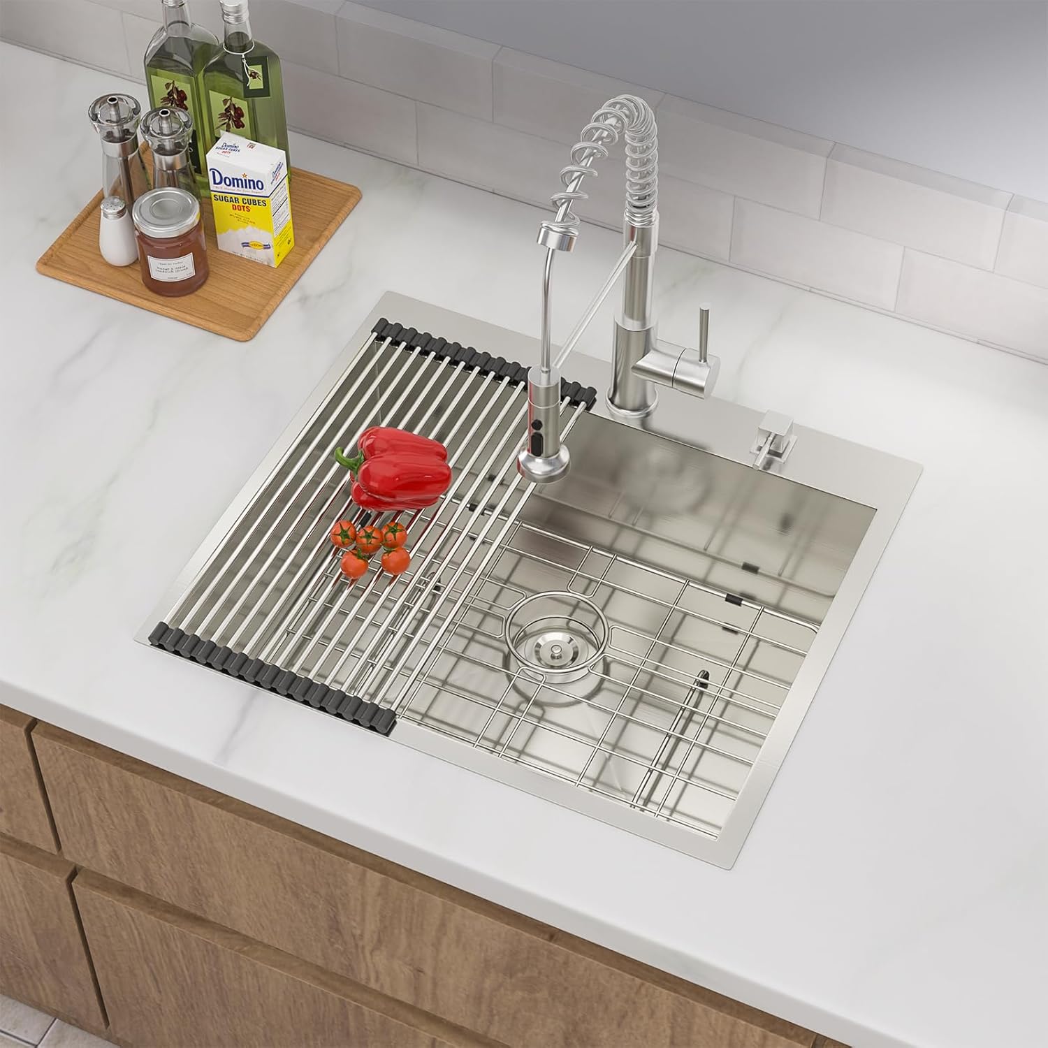 25 Inch Drop-In Utility Sink - 18 Gauge 25×22 Stainless Steel Single Bowl, 9-Inch Deep Topmount Sink for Kitchen & Laundry Room